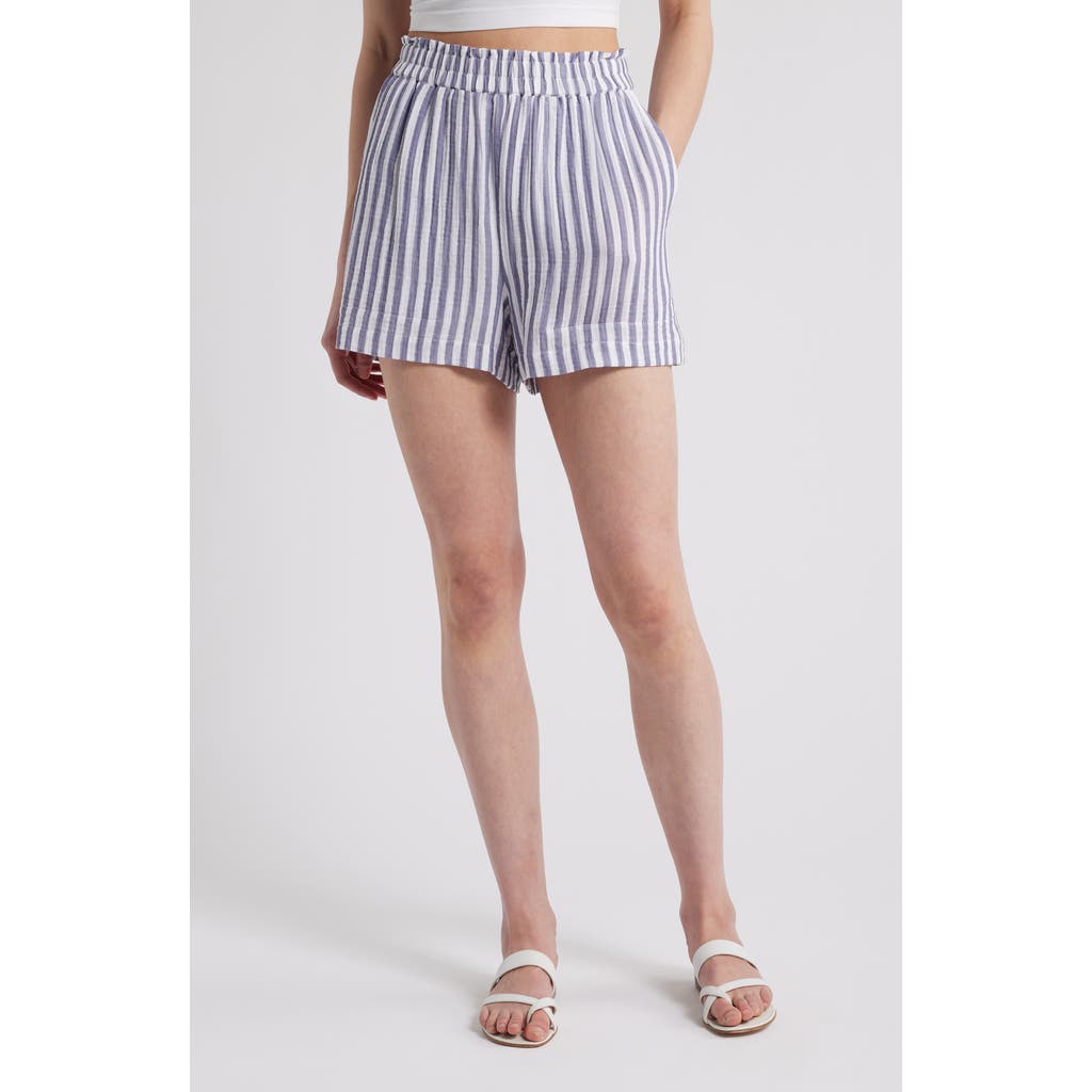 Rails Leighton Stripe Organic Cotton Gauze Shorts In Admiral Stripe