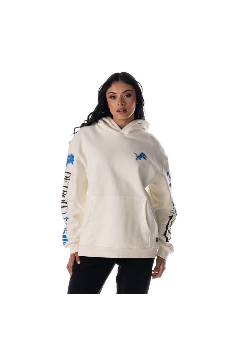 THE WILD COLLECTIVE Unisex The Wild Collective Cream Detroit Lions Stacked Graphic Sleeve Fleece Hoodie, Alternate, color, Cream