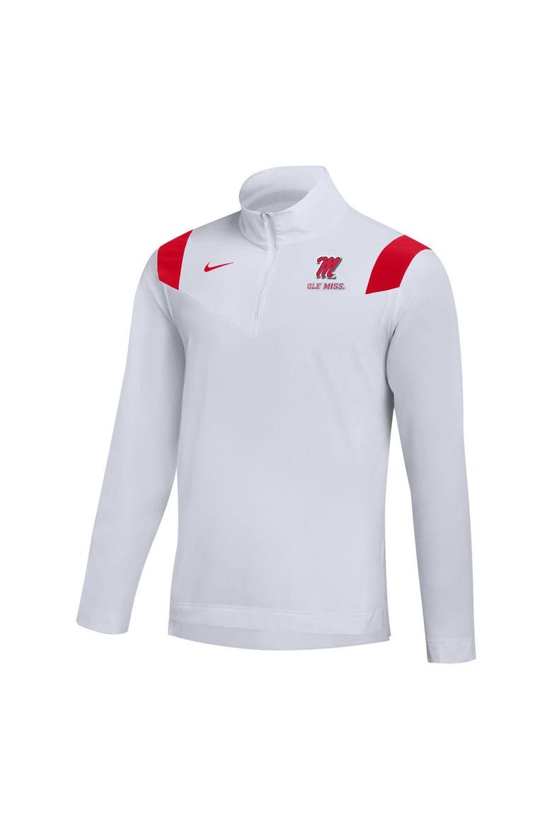 Men's Nike White Ole Miss Rebels 2022 Coaches Sideline Quarter-Zip Top, Main, color, White