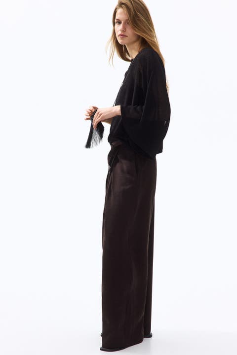 Tie-detail Twill Pants