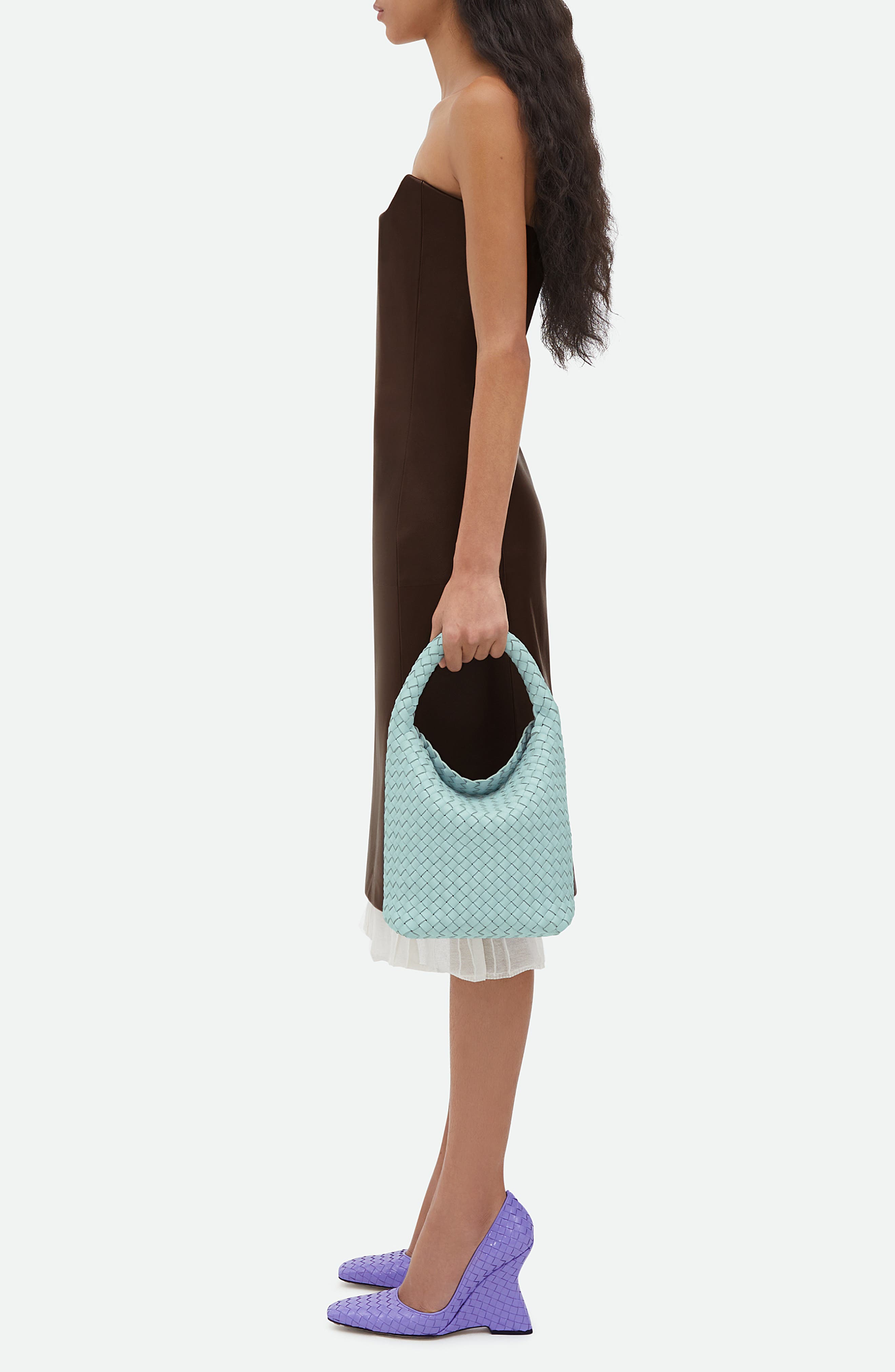 Bottega Veneta Cabat Intrecciato Leather Top Handle Bag, Alternate, color, 3902 Teal Washed-Gold