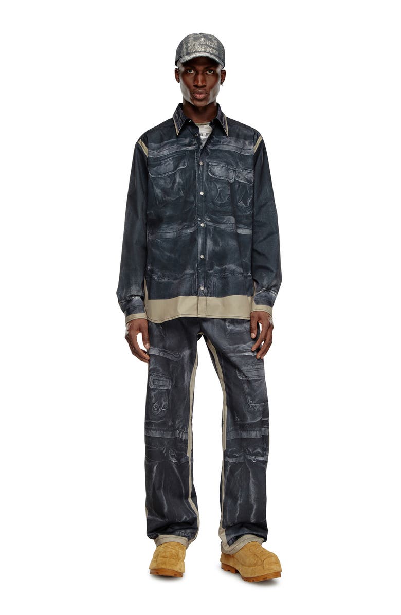 DIESEL<sup>®</sup> S-After-A Tromp l'Oeil Snap Front Shirt, Alternate, color, 