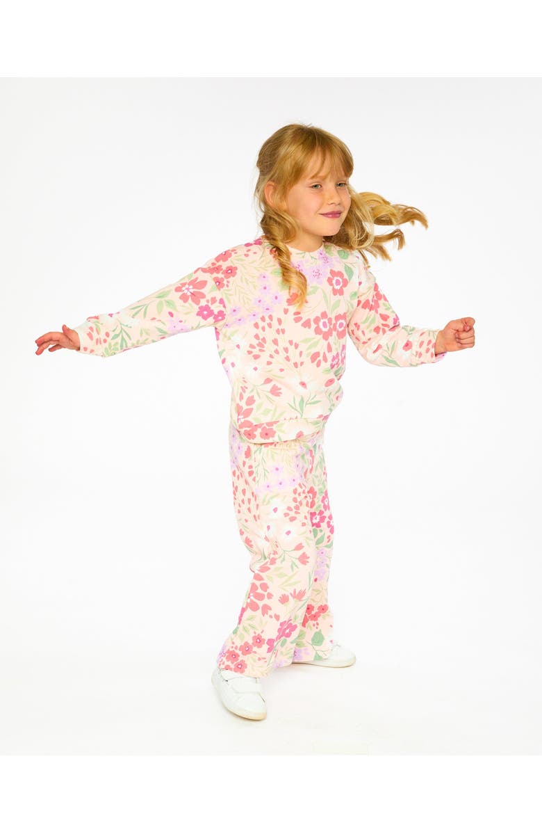 Deux par Deux French Terry Printed Flowers Pants, Alternate, color, Pink Printed Flowers