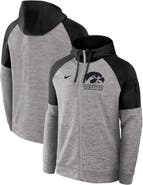 Nike Men's Nike Heather Gray Iowa Hawkeyes Fitness Raglan Performance Full-Zip Hoodie