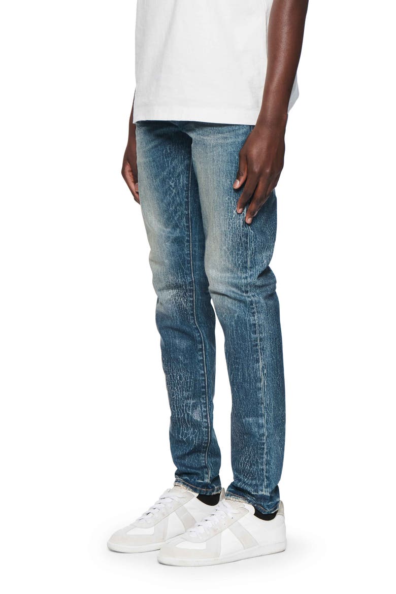 Crackle Coated Skinny Jeans, Alternate, color, MID INDIGO