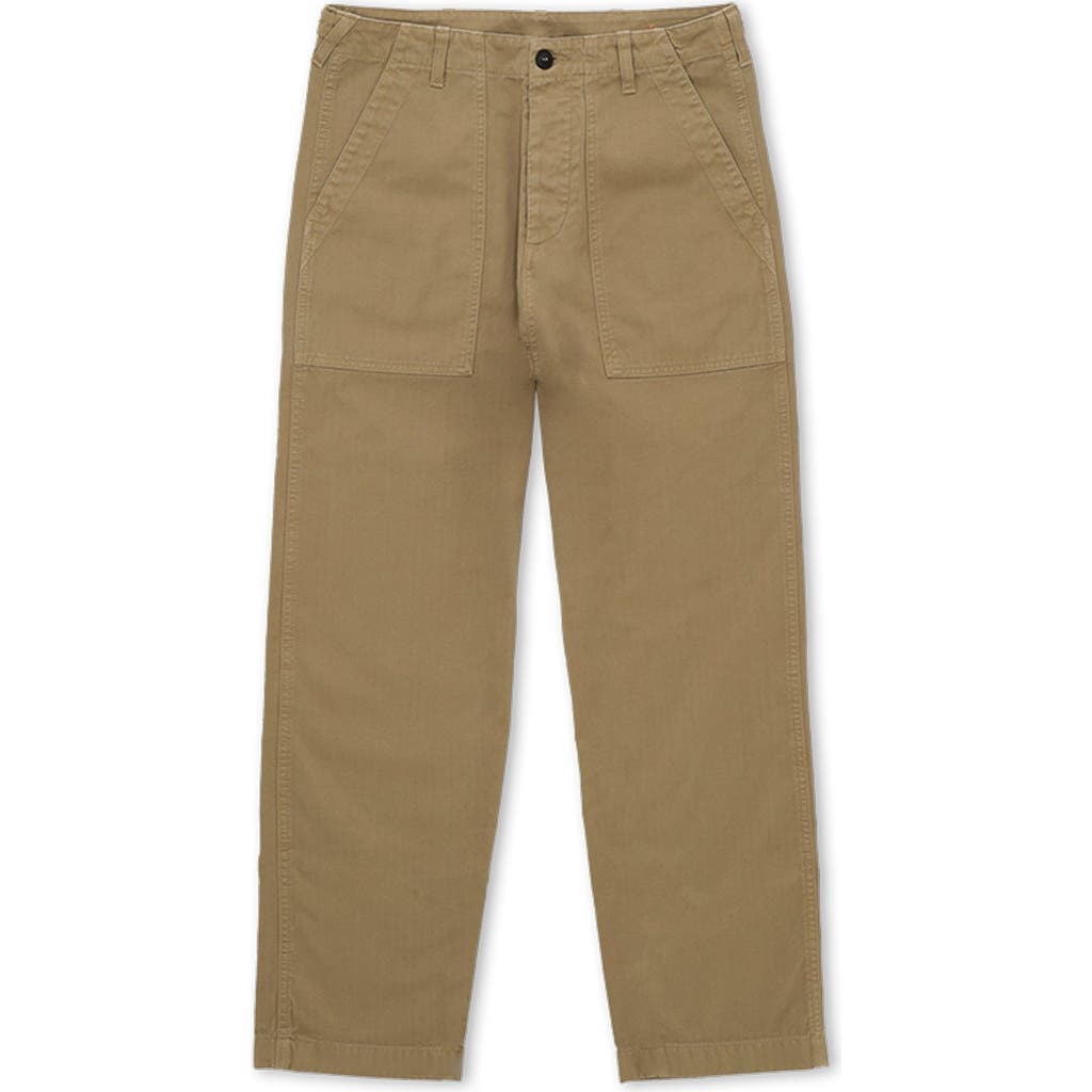 Fortela Newfatigue Herringbone Cotton Fatigue Trousers In Brown
