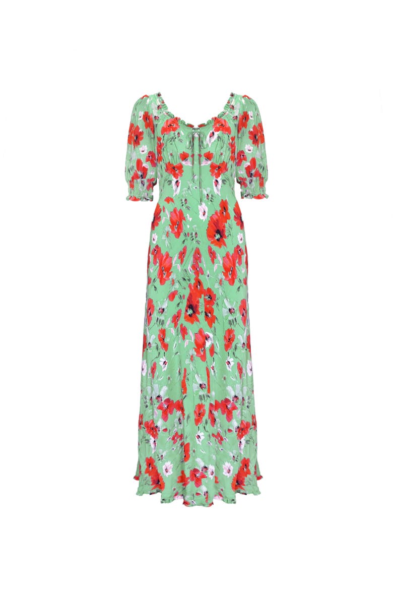 Poppy Print Tie Front Dress, Alternate, color, Red