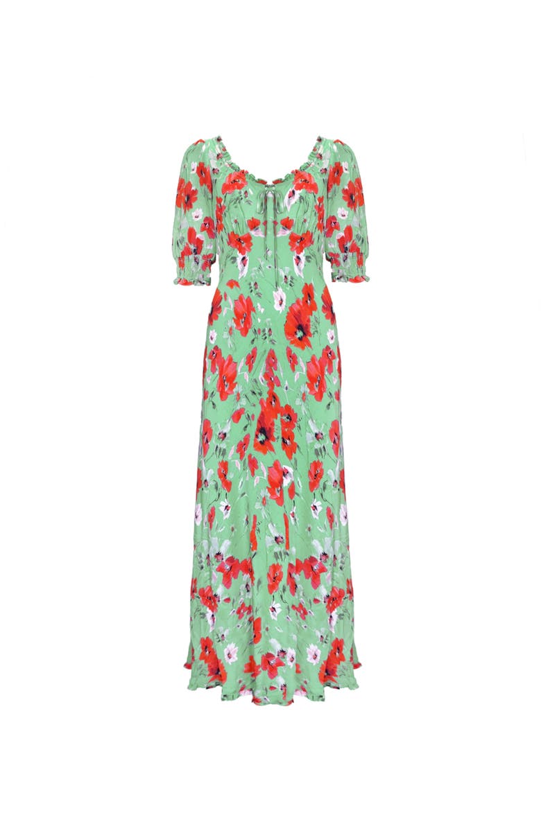 Ro&Zo Poppy Print Tie Front Dress, Alternate, color, Red