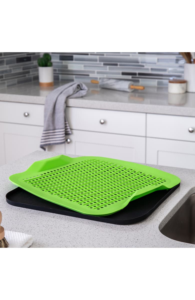 Better Houseware 2-Piece Silicone Drying Mat, Green, Alternate, color,