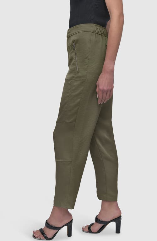 Dkny Zip Pocket Satin Pants In Utility Gr
