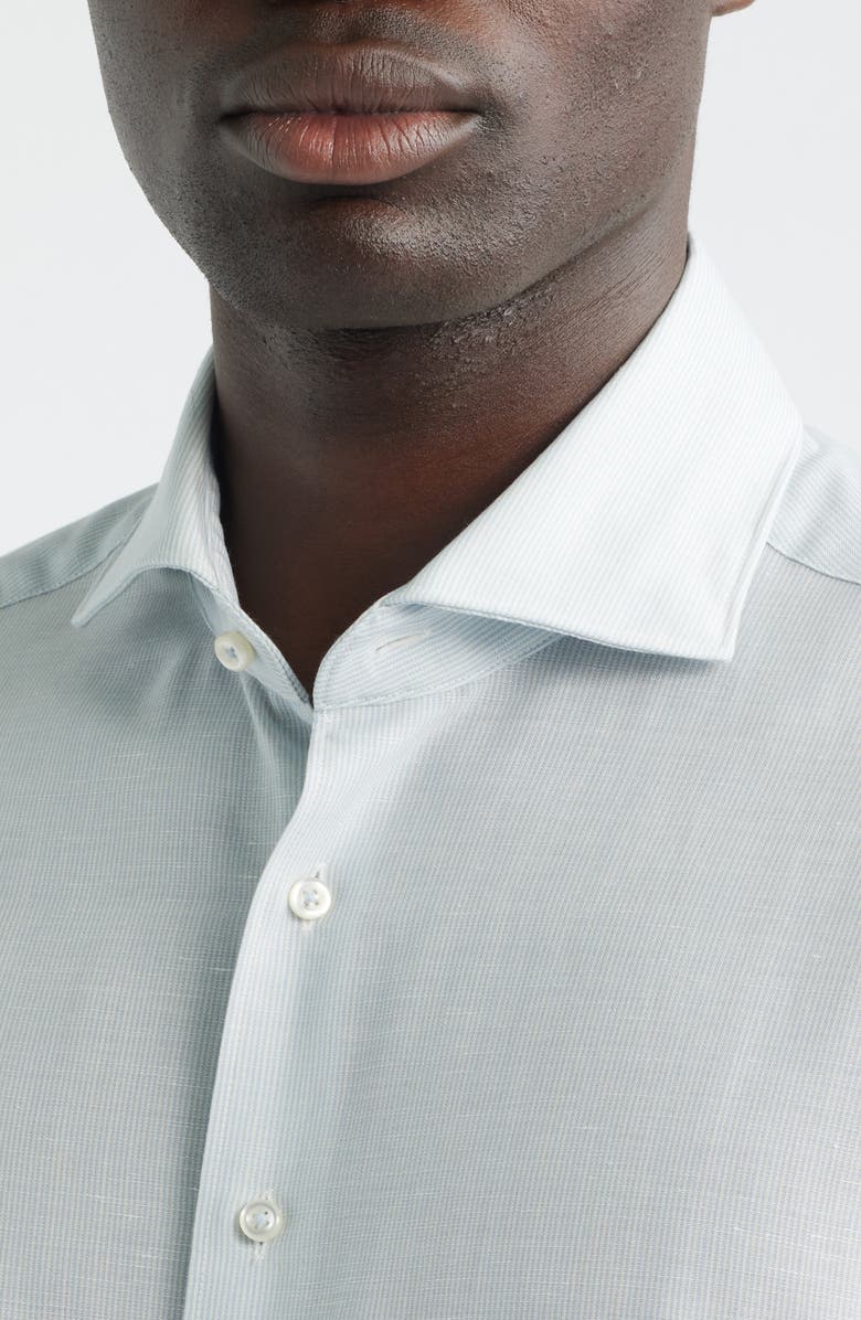 1863 by Eterna Soft Luxury Modern Fit Wool & Linen Non-Iron Dress Shirt, Alternate, color, Sky