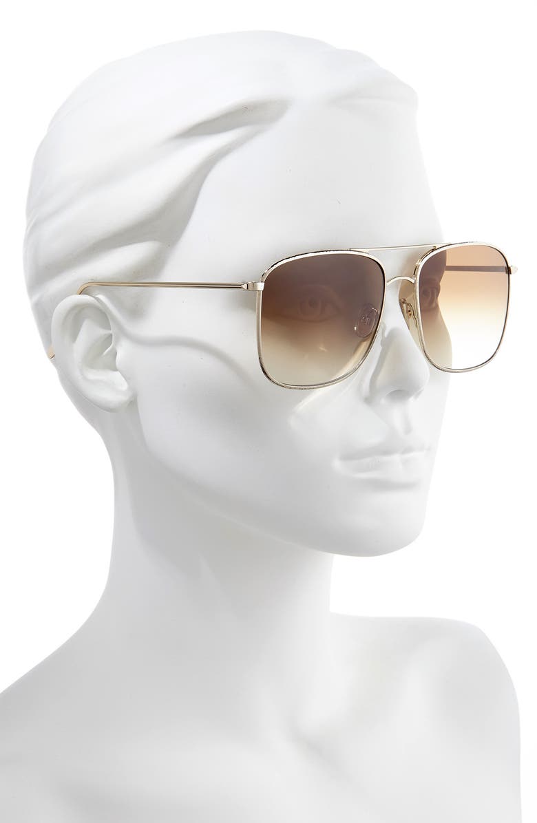 Victoria Beckham 59mm Gradient Square Navigator Sunglasses, Alternate, color, 