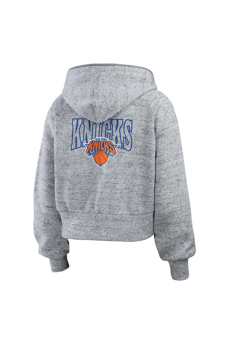 Women's WEAR by Erin Andrews Heather Gray New York Knicks Speckled Radiator Full-Zip Hoodie, Alternate, color, Heather Gray