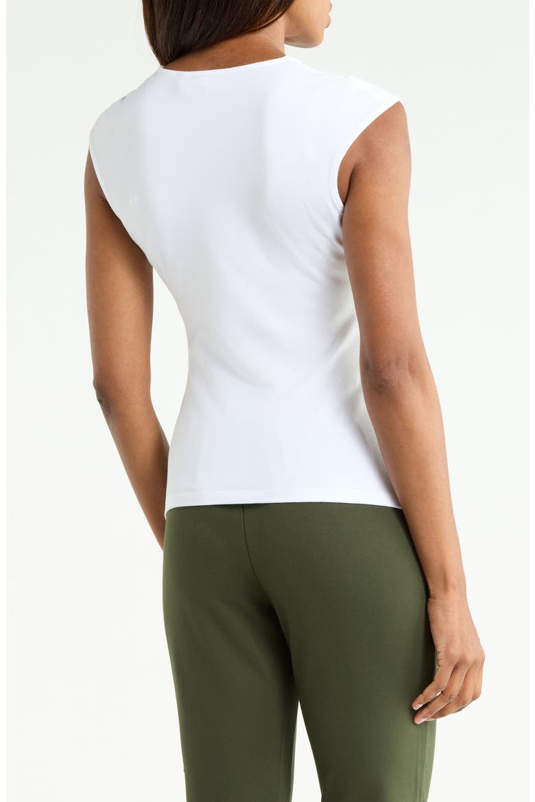 Cap Sleeve Pleated Top, Alternate, color, WHITE