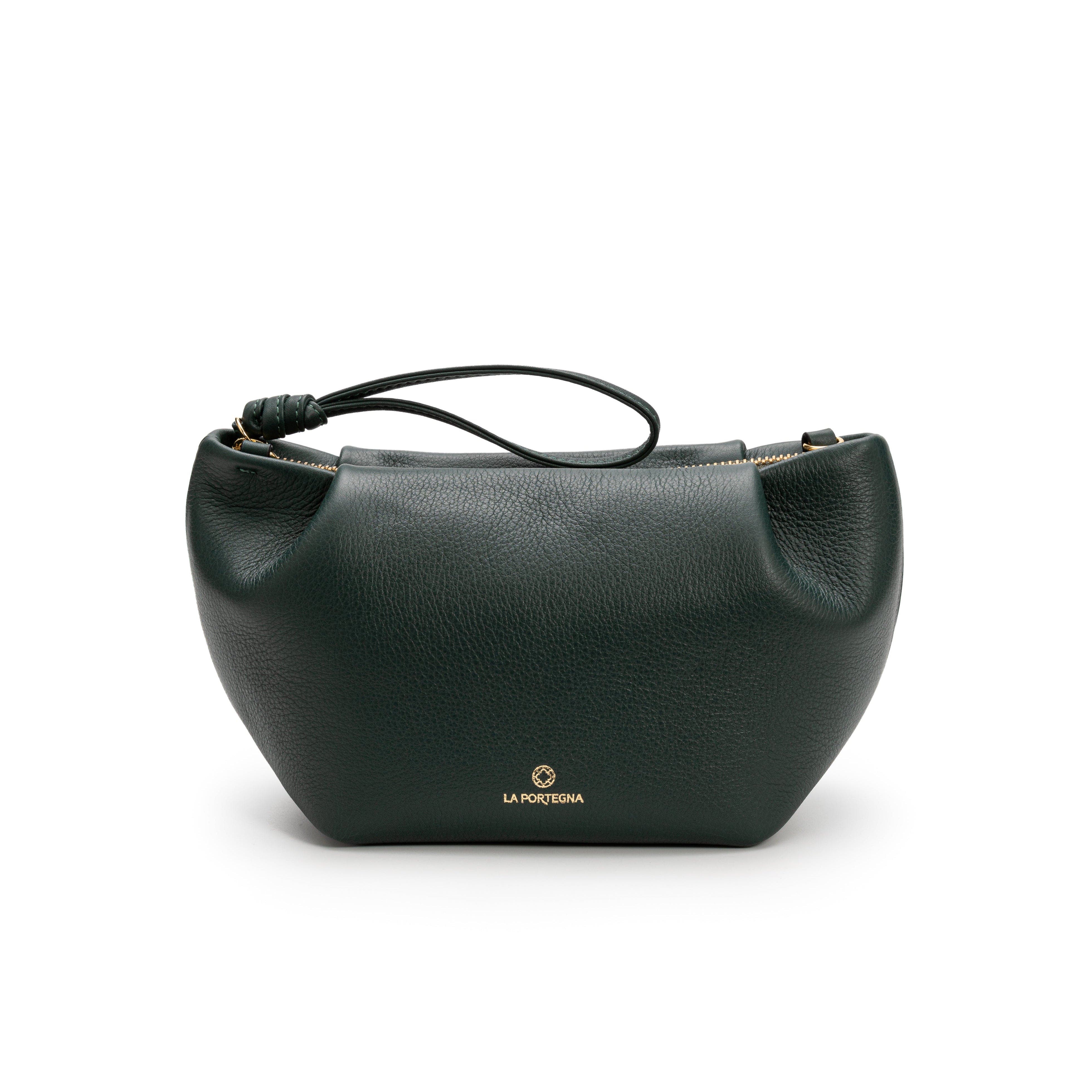 Martita Small Leather Clutch Bag With Shoulder Strap, Alternate, color, Forest