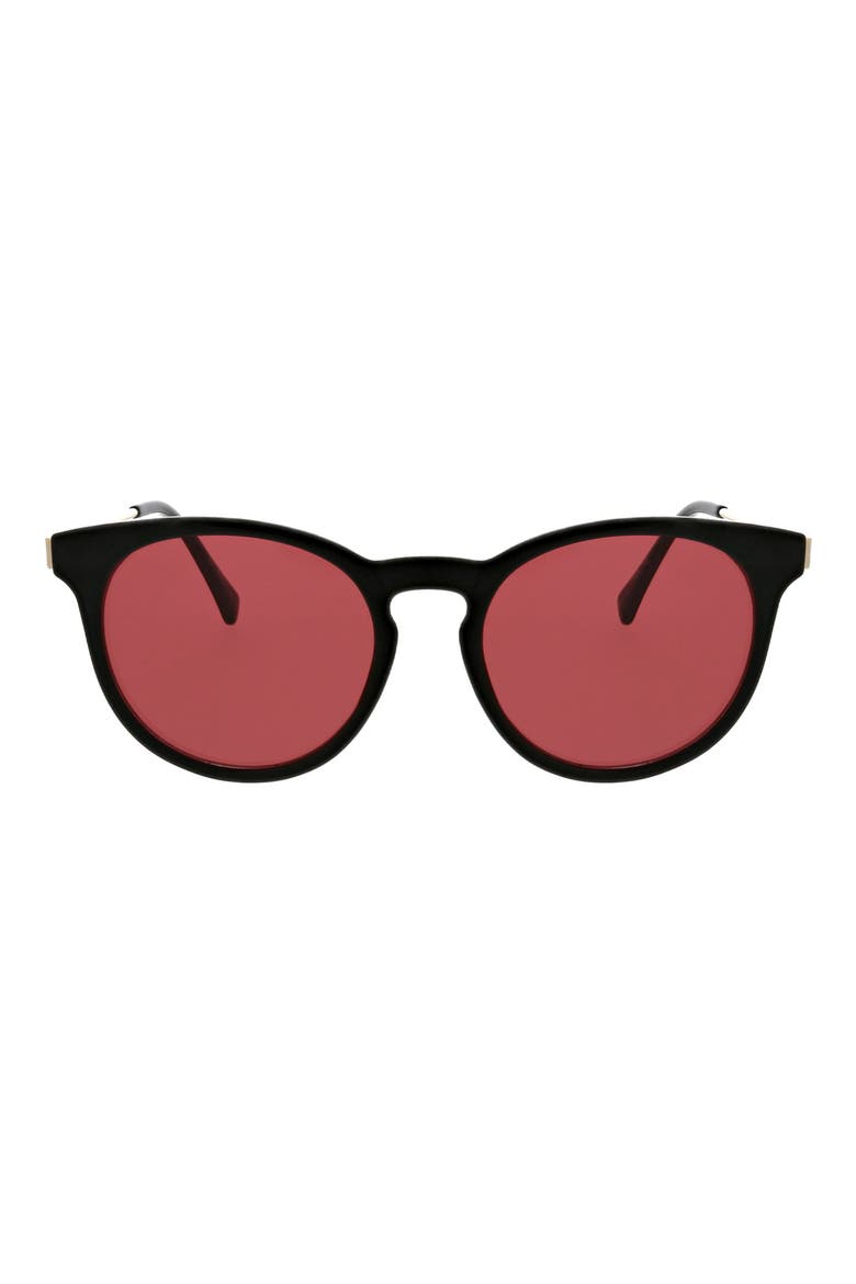 52mm Round Keyhole Sunglasses, Main, color, SHINY BLACK