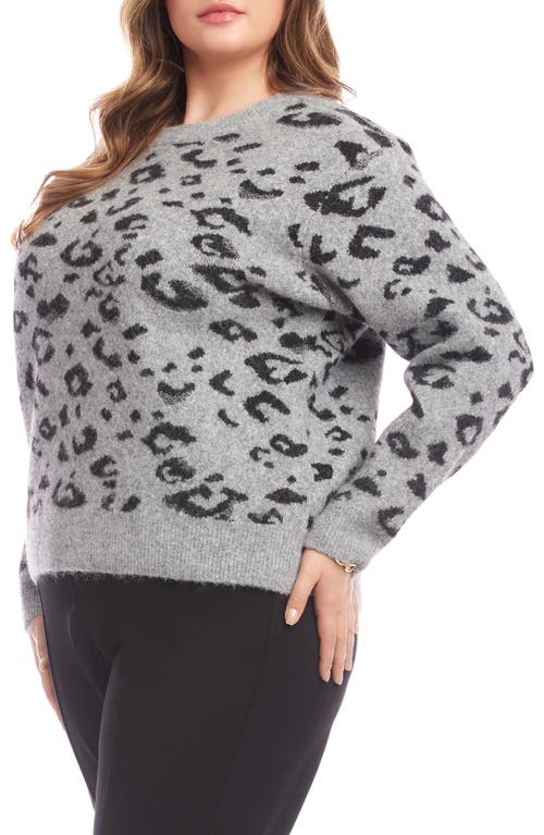 Karen Kane Plus Size Metallic Animal Print Crewneck Sweater In Multi