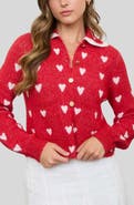 Blu Pepper Heart Peter Pan Collar Cardigan