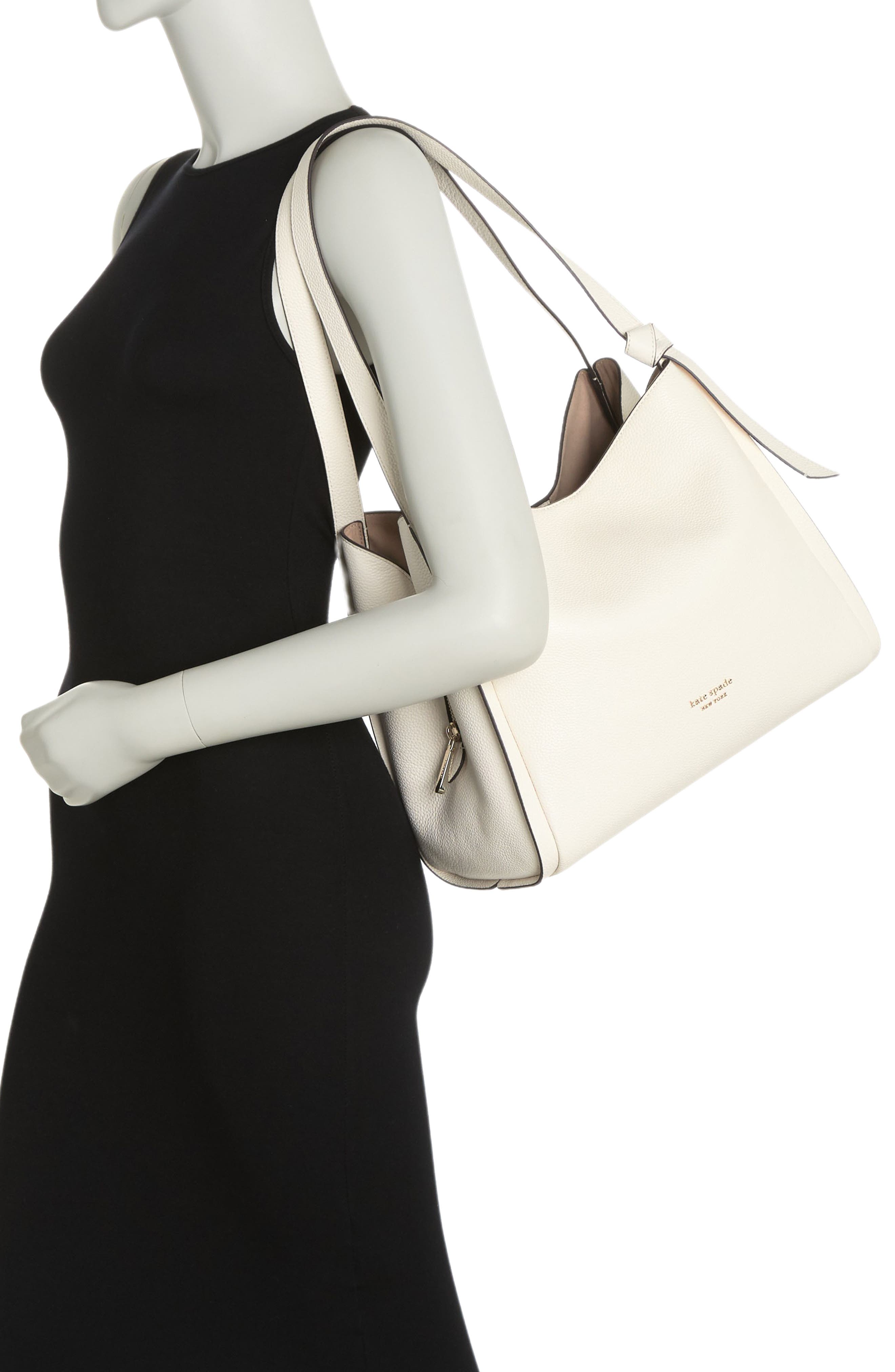 knott large leather shoulder bag, Alternate, color, CREAM.