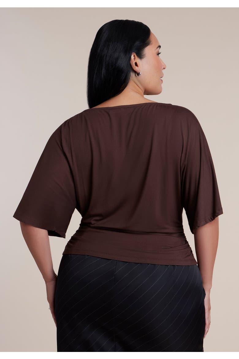 Cinched Waist Draped Top, Alternate, color, LIGHT HICKORY