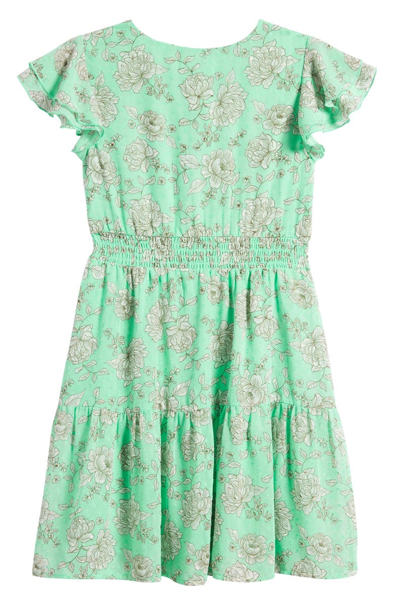 LOVE, NICKIE LEW Kids' Floral Flutter Sleeve Chiffon Dress, Alternate, color, 