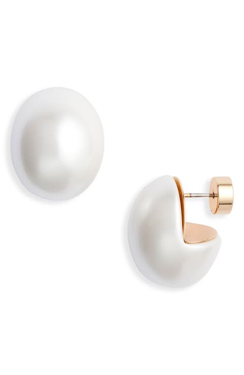 Faux Pearl Dome Stud Earrings
