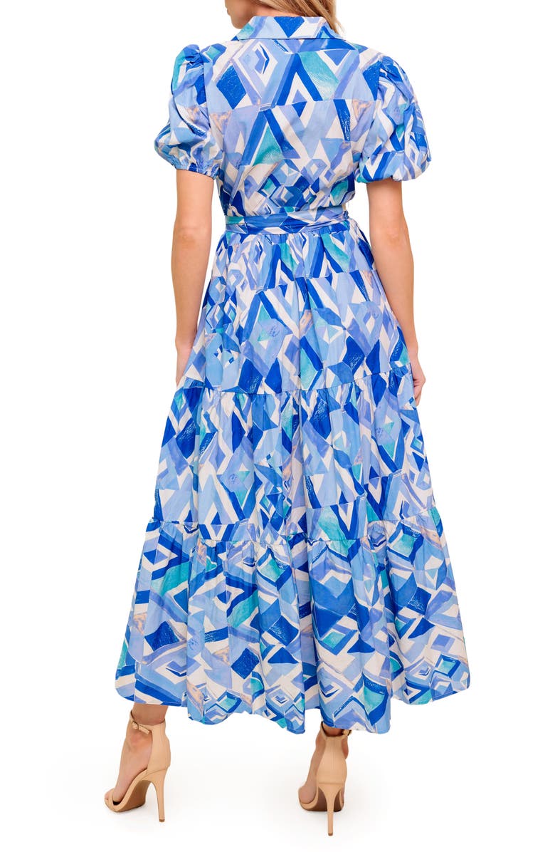 FLYING TOMATO Puff Sleeve Print Shirtdress, Alternate, color, Ivory Blue
