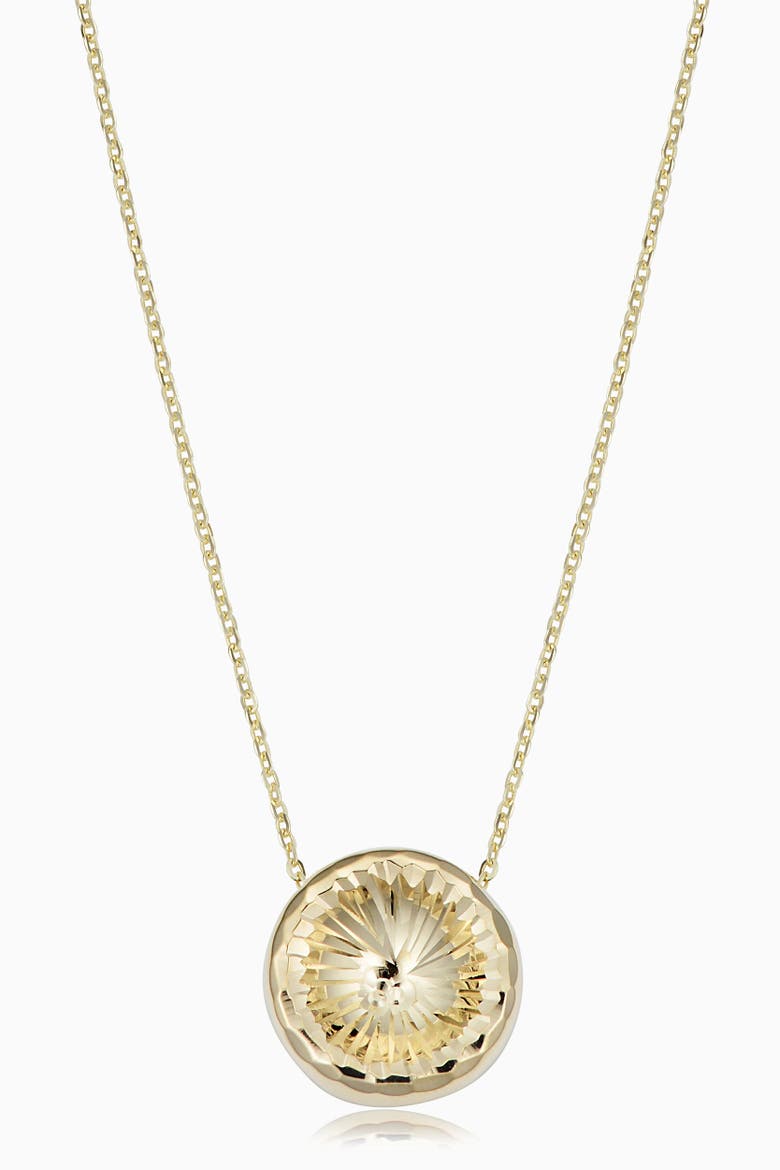 14K Yellow Gold Sunburst Round Necklace, Main, color, Yellow Gold