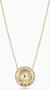 Oradina 14K Yellow Gold Sunburst Round Necklace