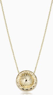 Oradina 14K Yellow Gold Sunburst Round Necklace