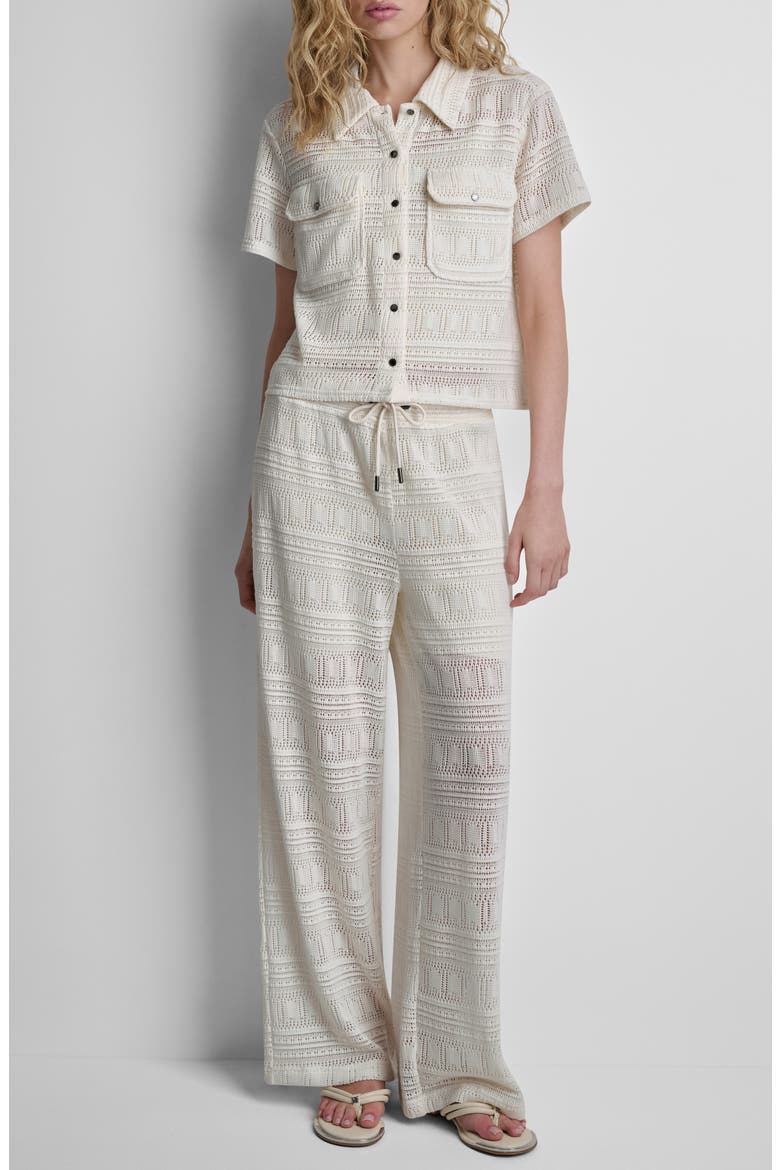 Open Stitch Drawstring Pants, Alternate, color, COCONUT