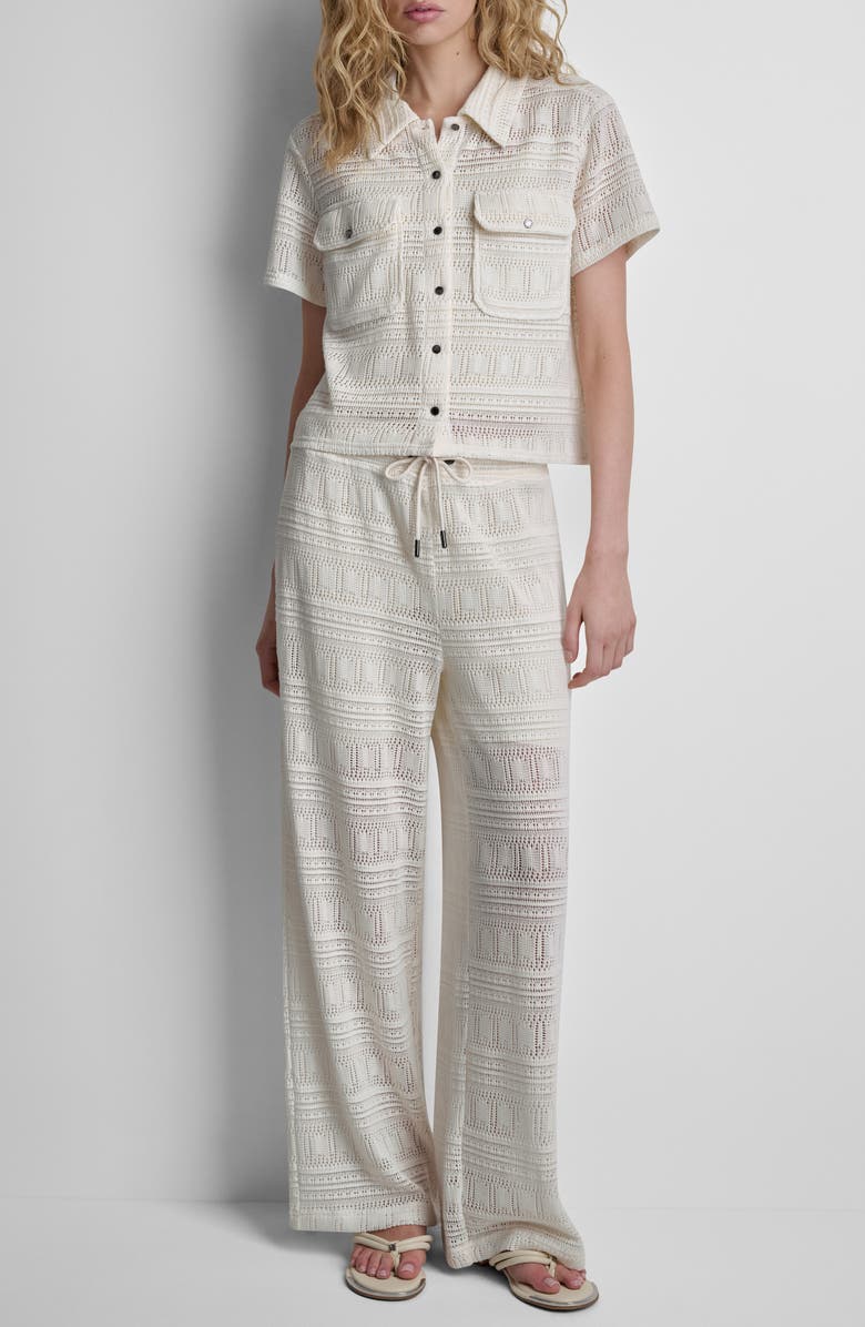 DKNY Open Stitch Drawstring Pants, Alternate, color, Coconut
