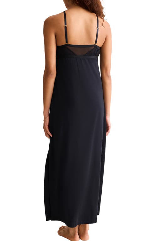 Fleur't Parisian Nights Lace Trim Nightgown In Blue