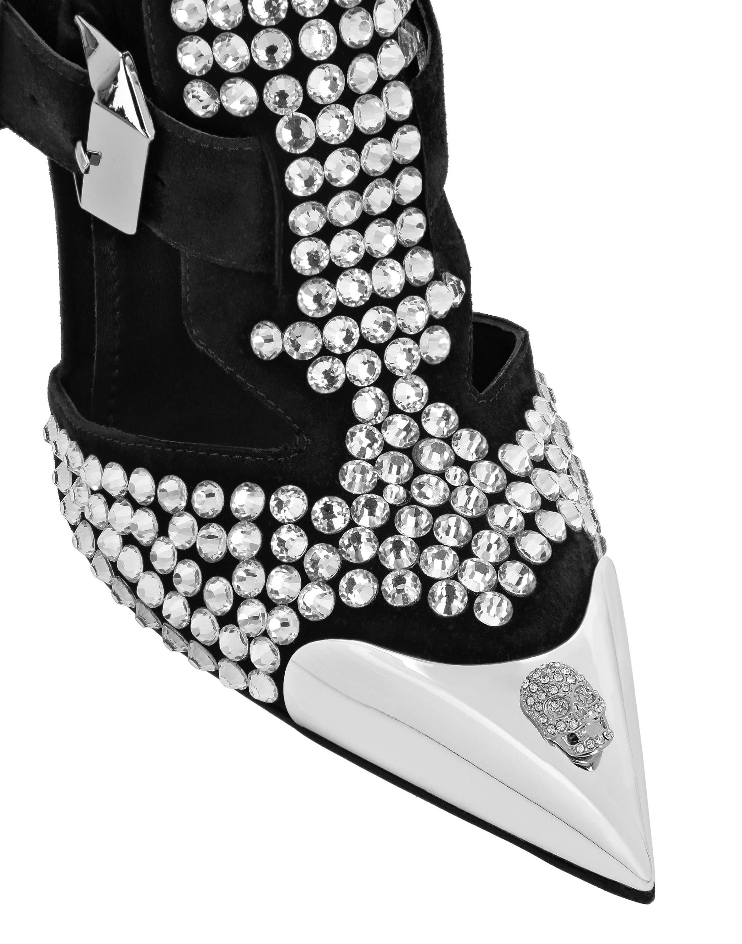 Sandals High Heels Skull Women, Alternate, color, crystal