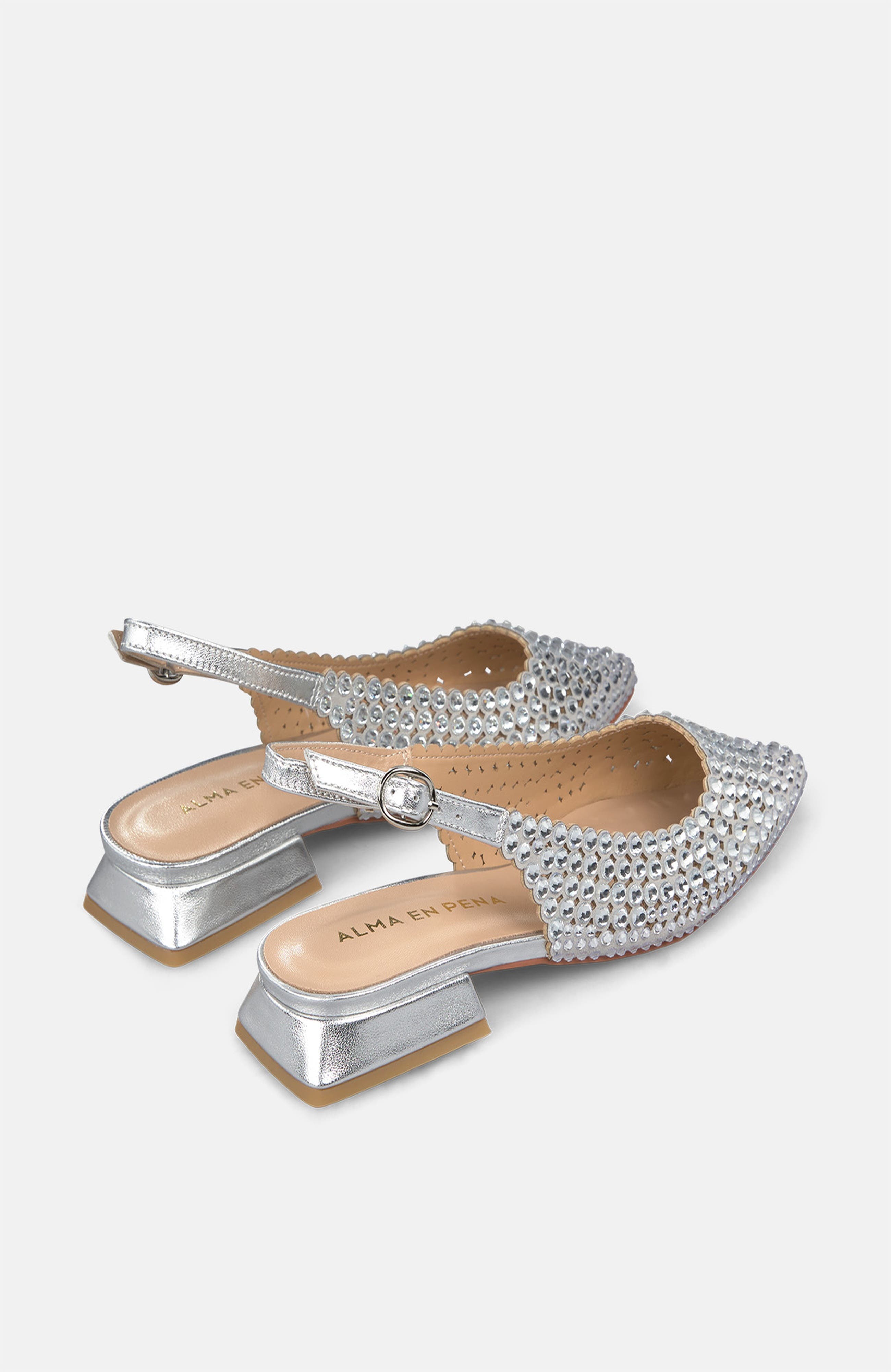 Alma en Pena Flat Shoe Details, Alternate, color, Metallic Silver