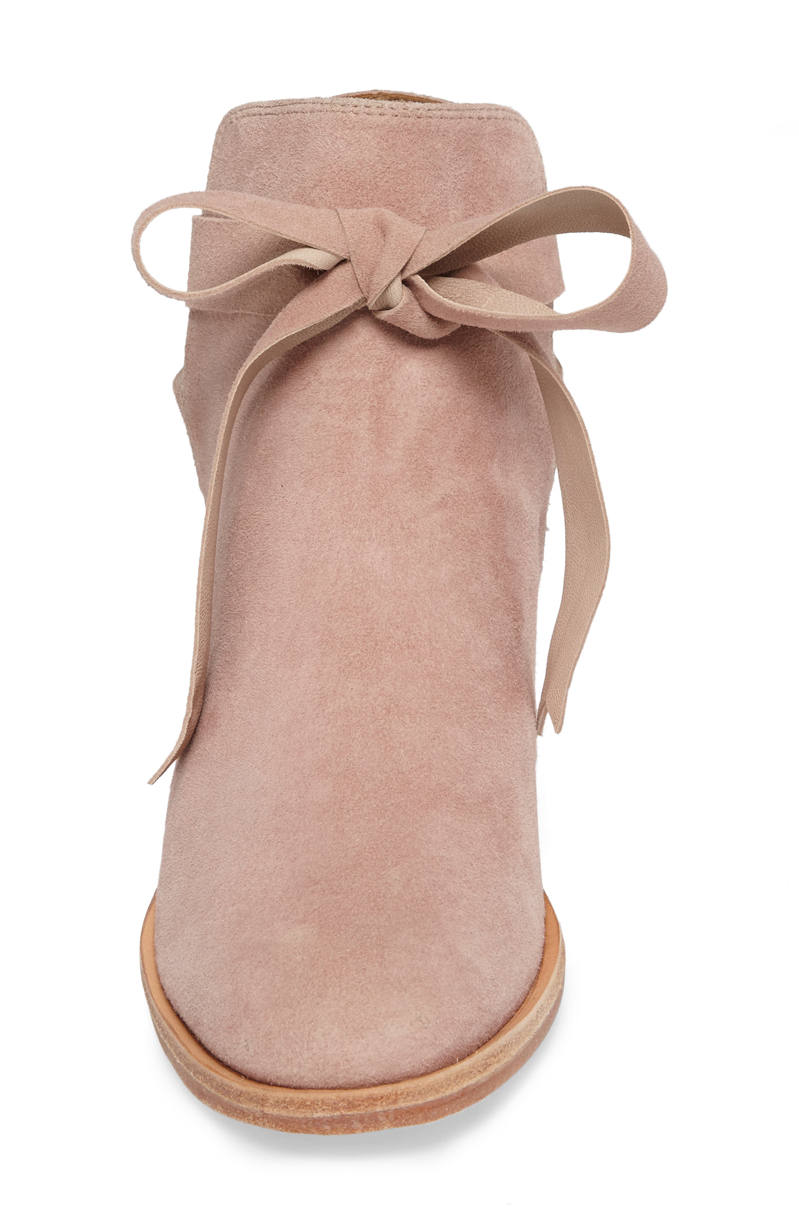 Loretana Ankle Tie Bootie, Alternate, color, ROSE SUEDE