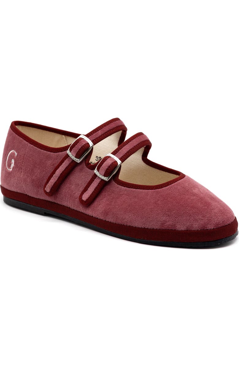 Gondolina Shoes Petal Double Strap Mary Jane Flats, Alternate, color, Rosé Wine