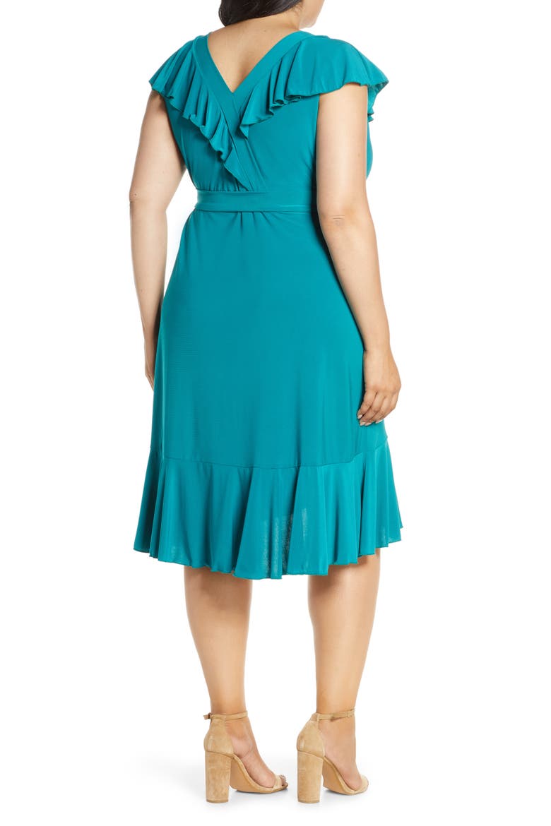 Phoebe Flounce Wrap Dress, Alternate, color, PEACOCK JADE