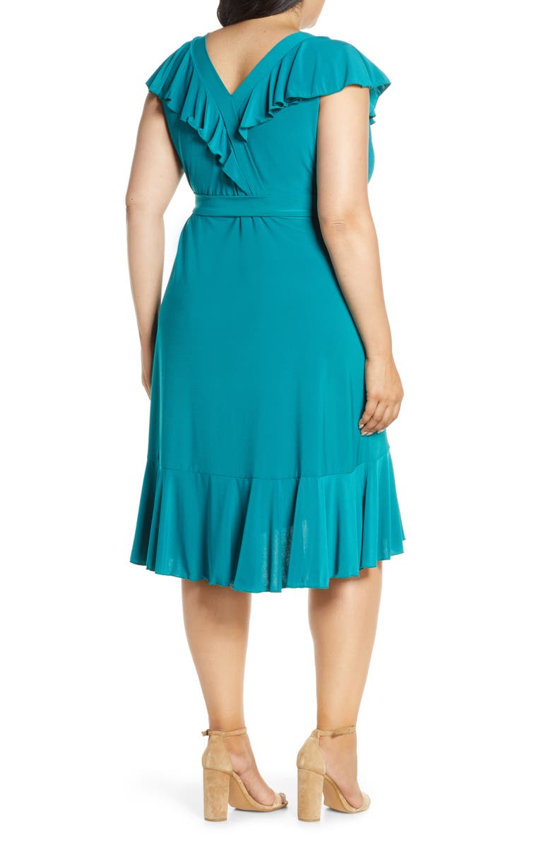 Kiyonna Phoebe Flounce Wrap Dress, Alternate, color,