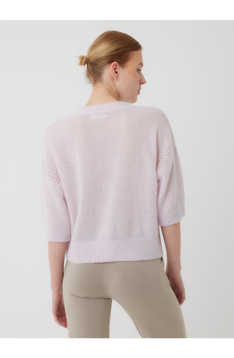 Majestic Filatures Cashmere Silk Pointelle 3/4 Sleeve V-Neck Top, Alternate, color, Glycine