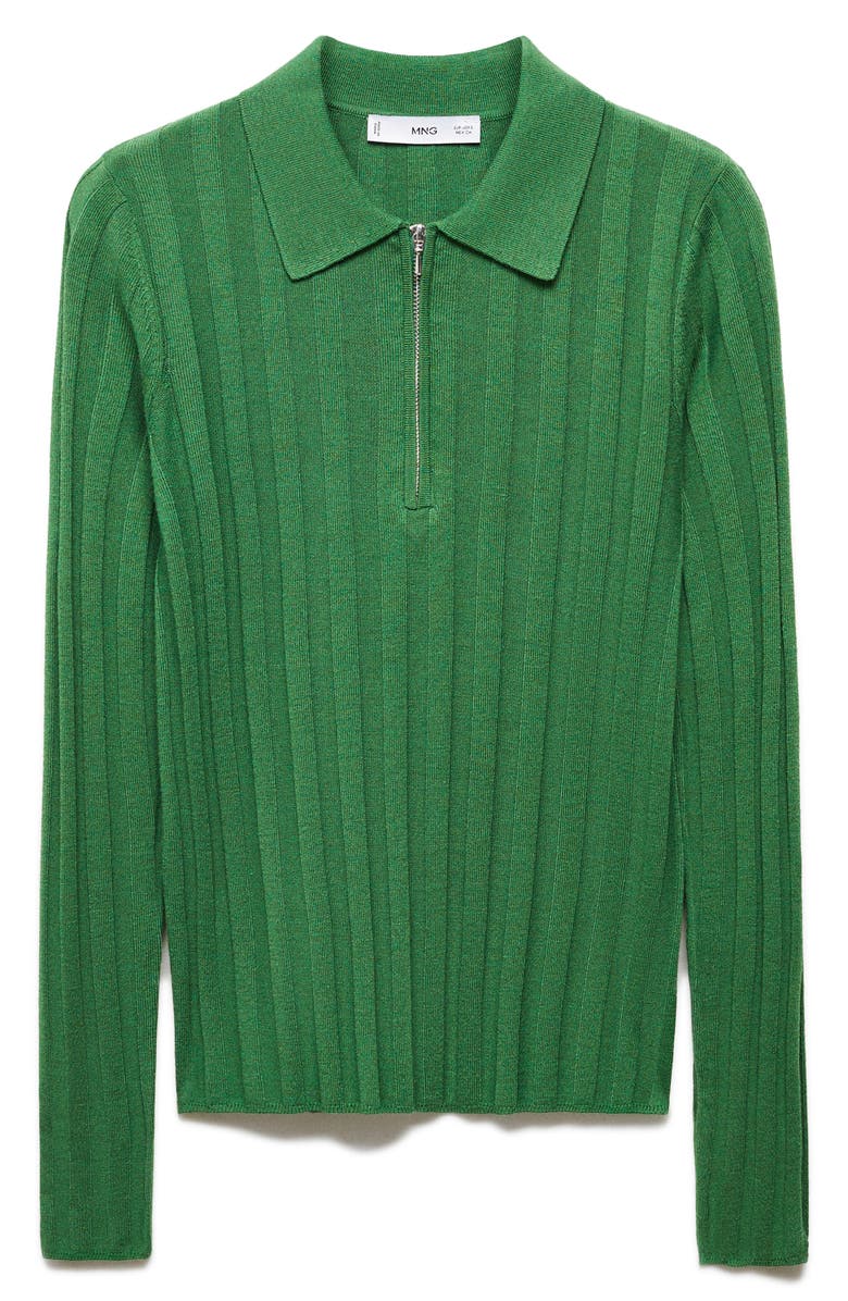 MANGO Flat Rib Quarter Zip Sweater, Alternate, color, 