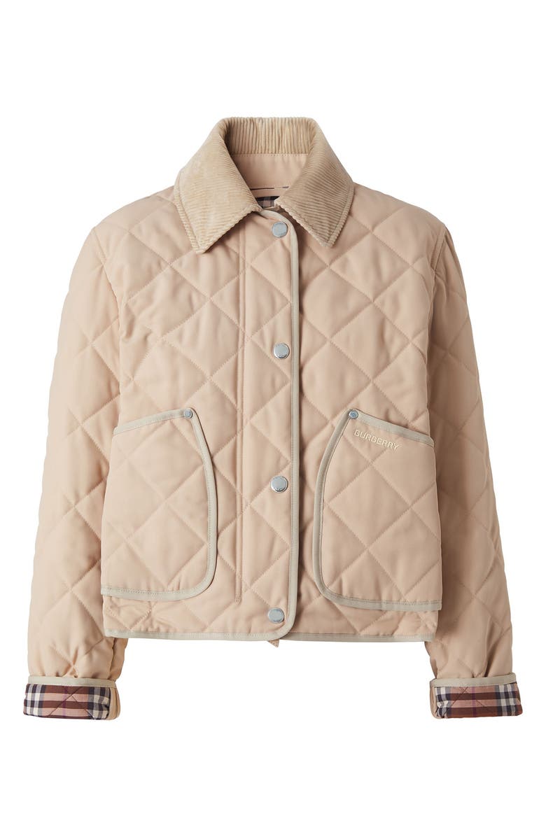 Burberry Lanford Corduroy Collar Quilted Jacket, Alternate, color,