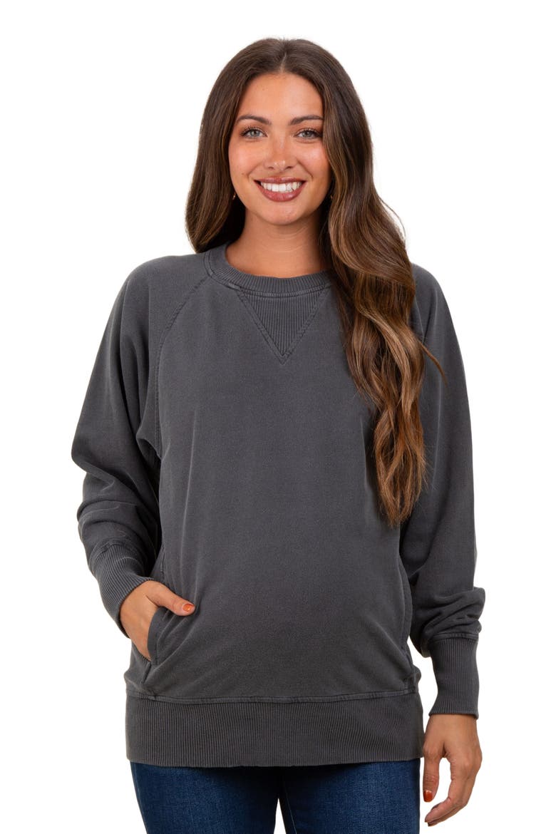 Vintage Wash French Terry Pullover, Main, color, Charcoal Grey