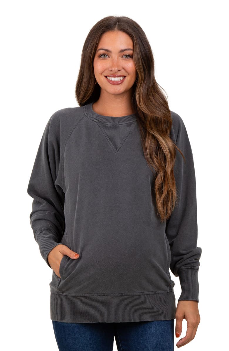 PinkBlush Vintage Wash French Terry Pullover, Main, color, Charcoal Grey