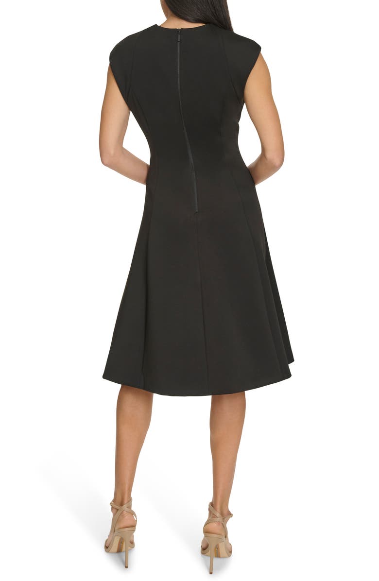 Calvin Klein Solid Cap Sleeve Fit & Flare Dress, Alternate, color,