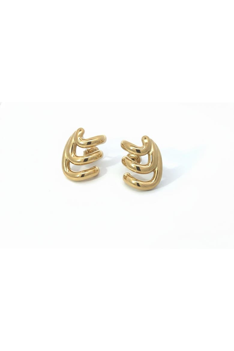 Triple Curve Stud Earrings, Main, color, yellow