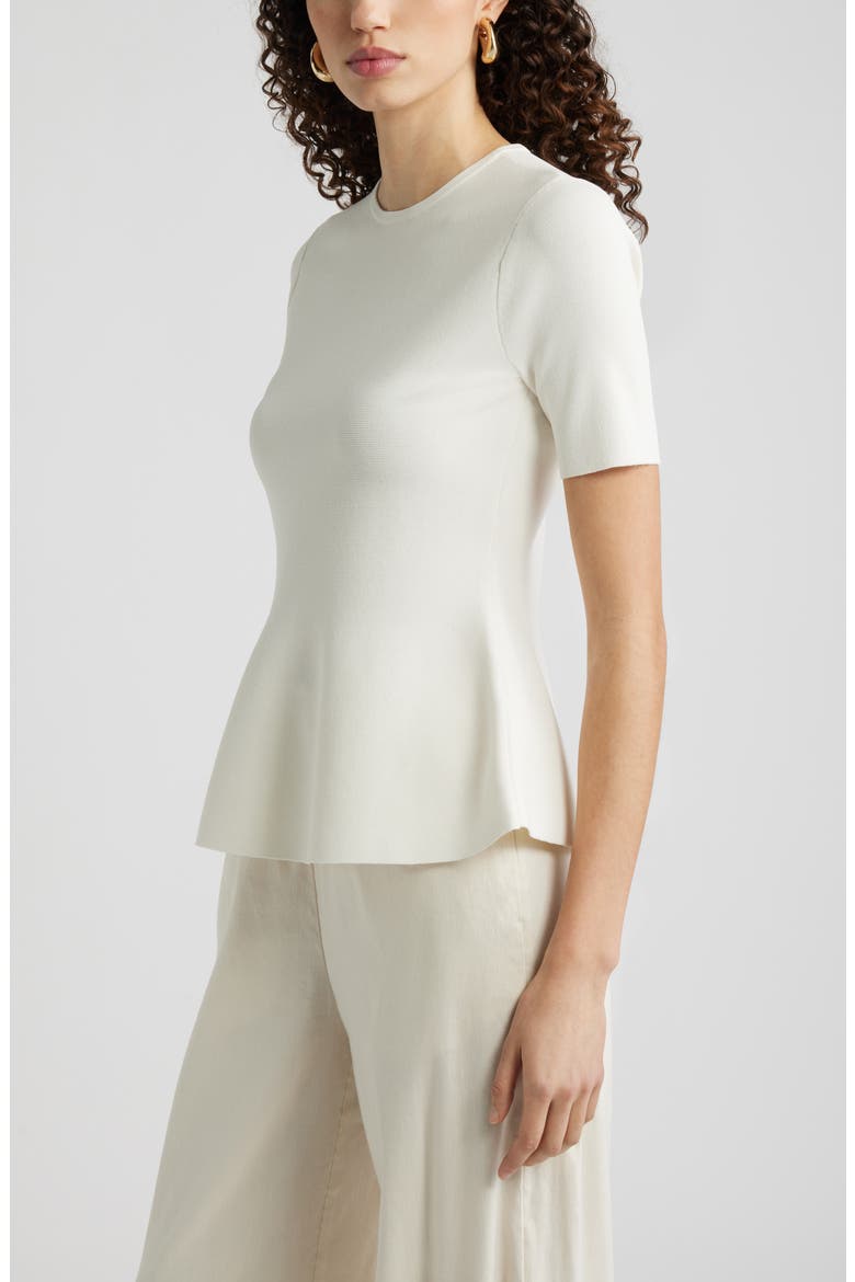 Short Sleeve Peplum Sweater, Alternate, color, IVORY TOFU