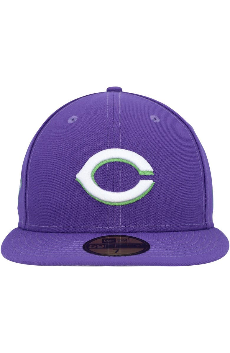 New Era Men's New Era Purple Cincinnati Reds Lime Side Patch 59FIFTY Fitted Hat, Alternate, color, Purple