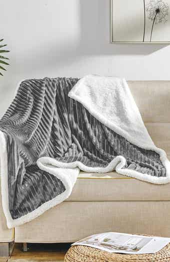 Luxury Home Corduroy Faux Shearling Throw Blanket