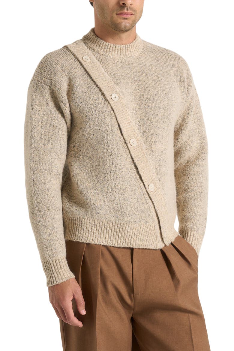 Theo Asymmetric Brushed Wool Knit Jumper, Alternate, color, Beige